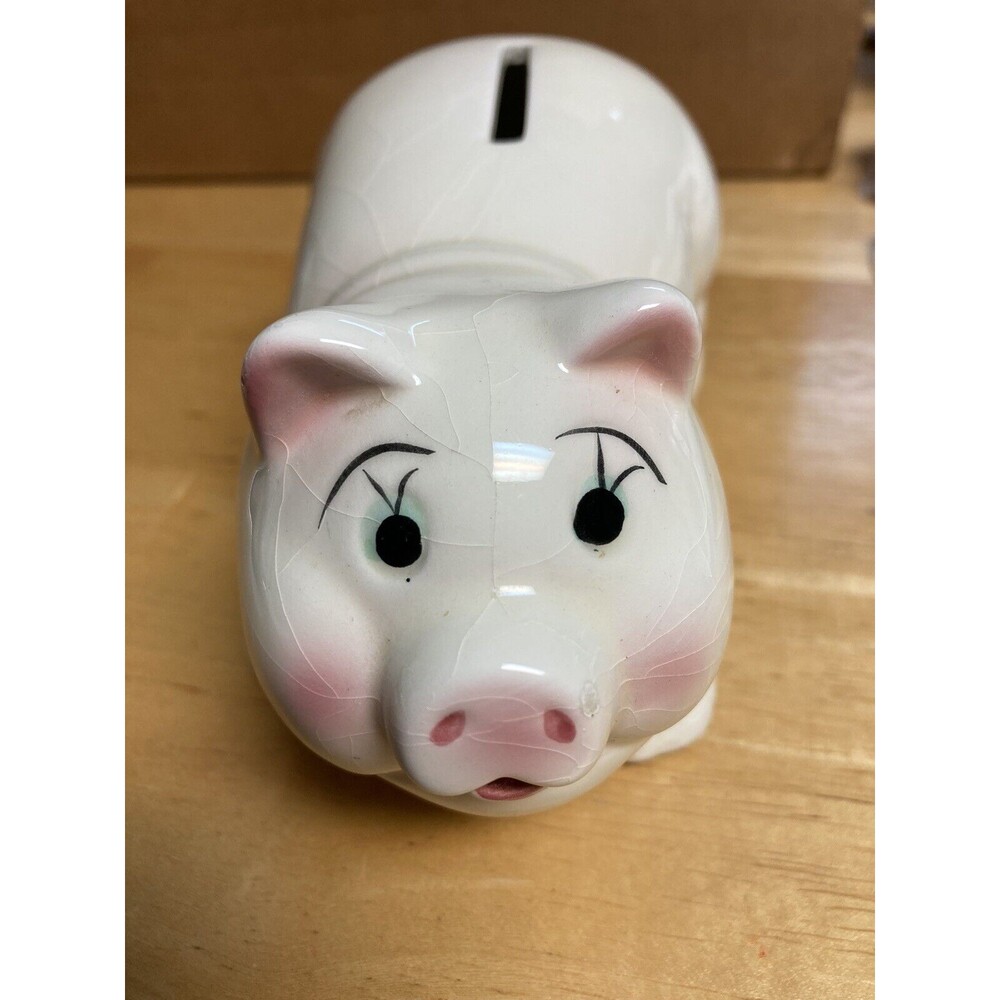 Ceramic MCM Piggy Bank Complete Made In Taiwan 6” Long W/plug Vintage Pig READ - Picture 4 of 5